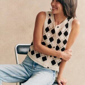 NWT SEZANE Ron Top in Ecru/Black M